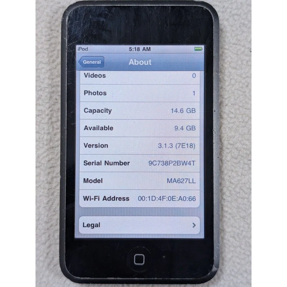 Vintage APPLE iPod Touch 1st Generation 16GB A1213 Tested Works MA627LL